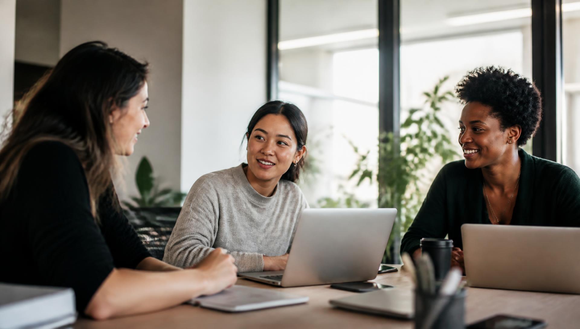 Women founders working together in a meeting